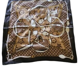 Inspired Brown and Black Silk Scarf